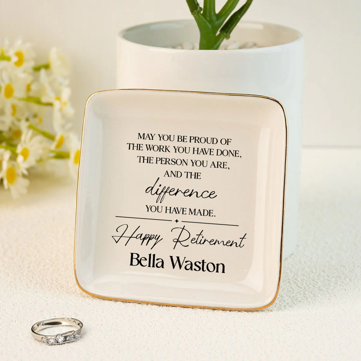 May You Be Proud of the Work You Have Done Personalized Jewelry Dish, Retirement Appreciation Gift for Mom Boss Co-workers, Teachers, Nurses, Friends, Wife, Sister - Image 5