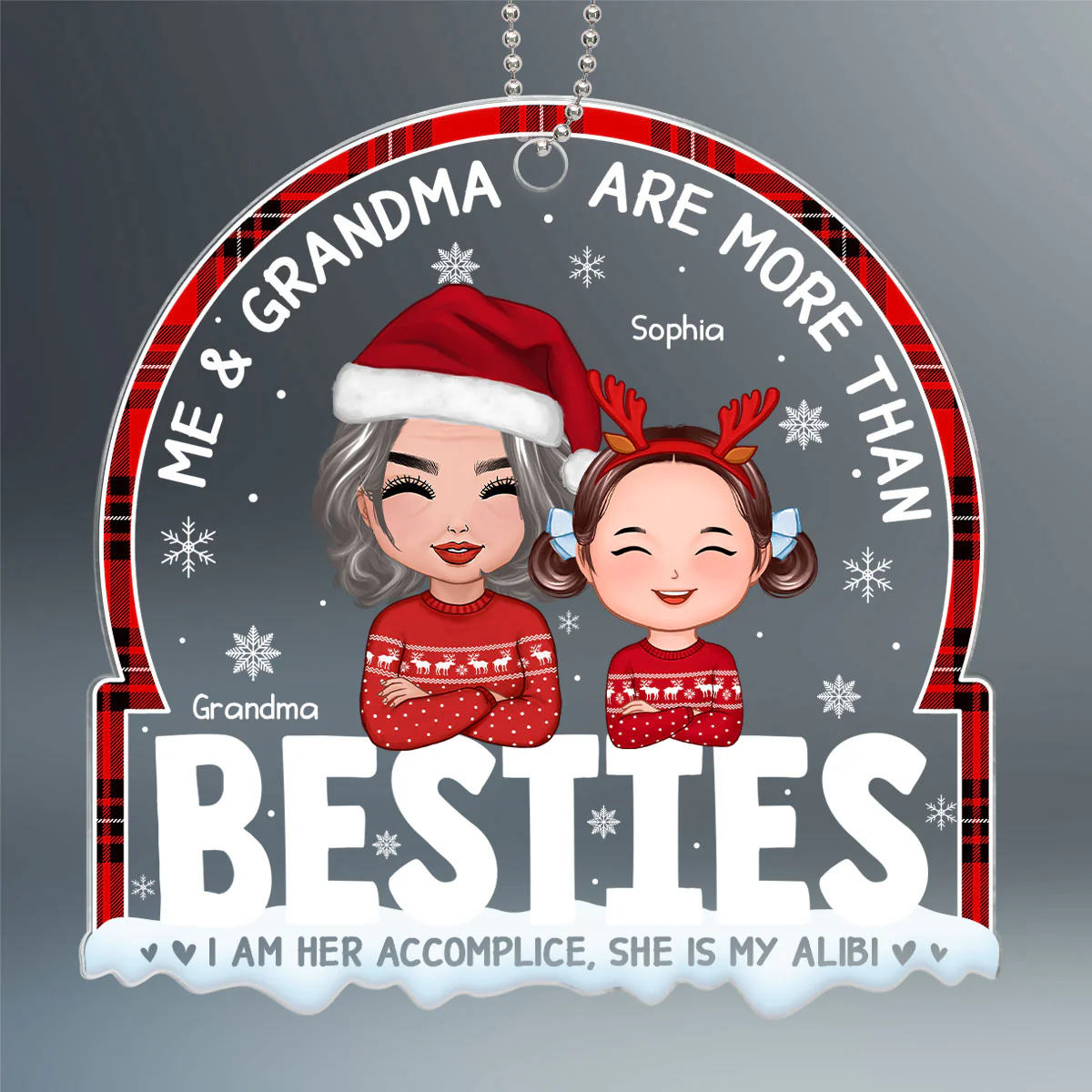 Me And Grandma Are More Than Besties Grandson Granddaughter Personalized Acrylic Ornament - Image 2