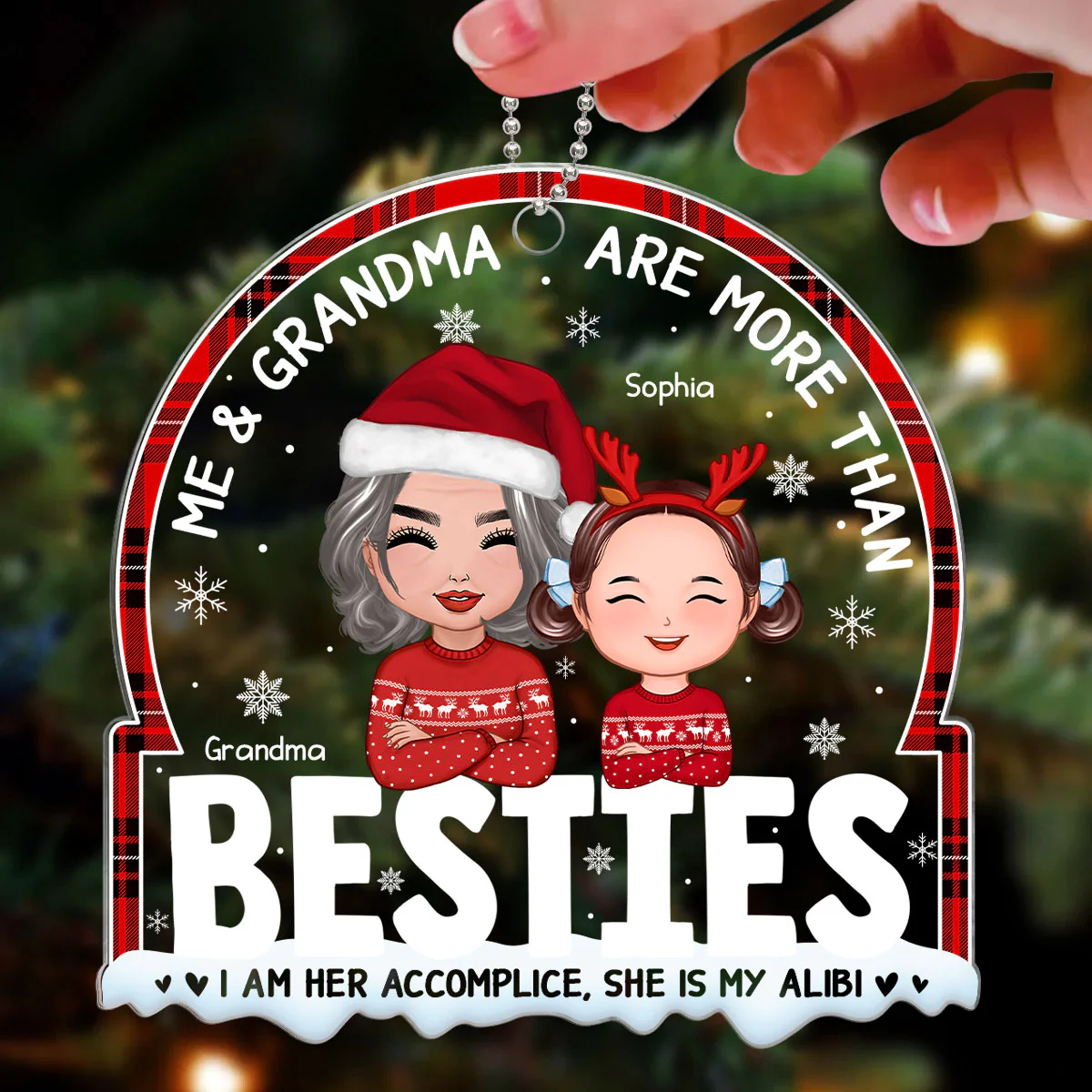 Me And Grandma Are More Than Besties Grandson Granddaughter Personalized Acrylic Ornament - Image 3