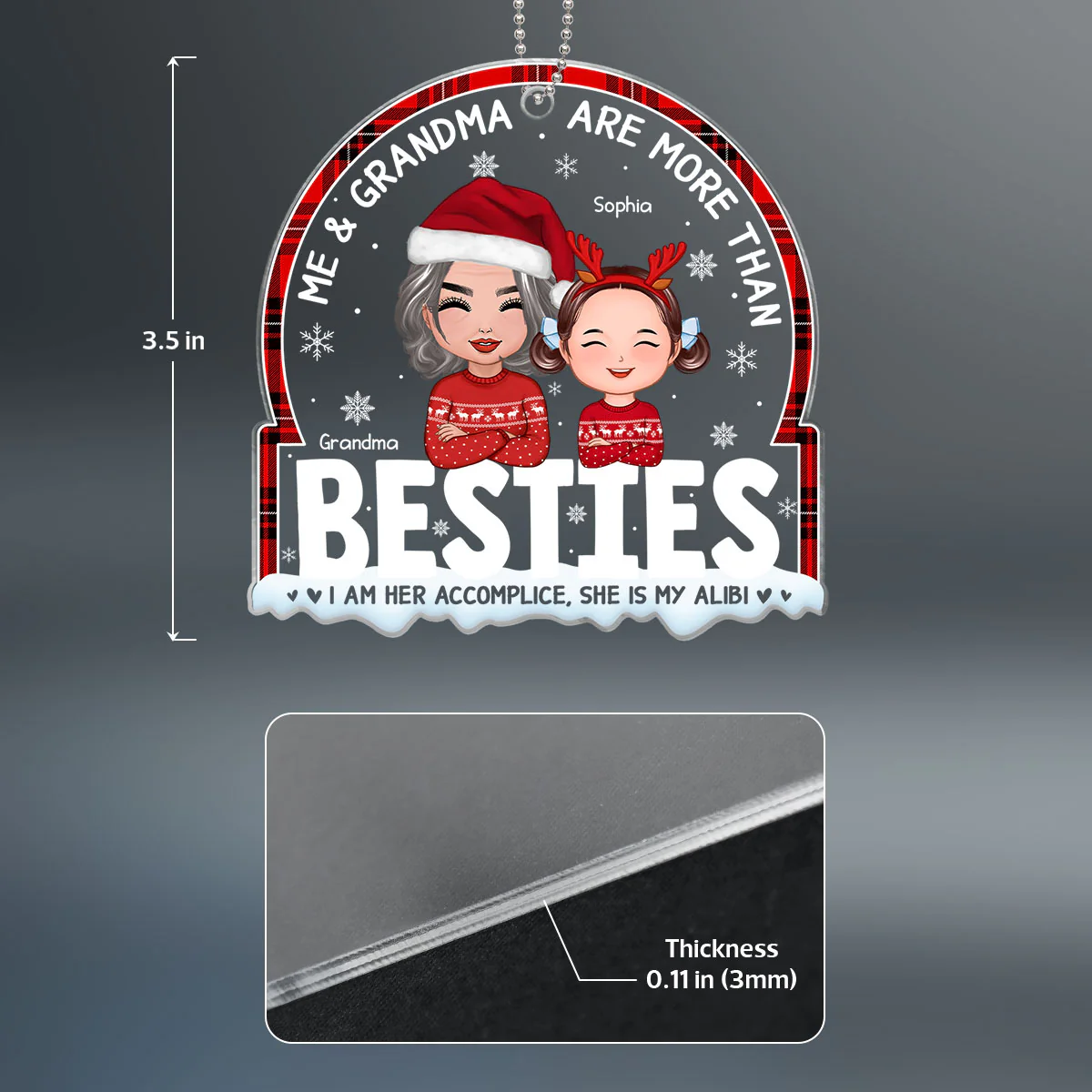 Me And Grandma Are More Than Besties Grandson Granddaughter Personalized Acrylic Ornament - Image 4