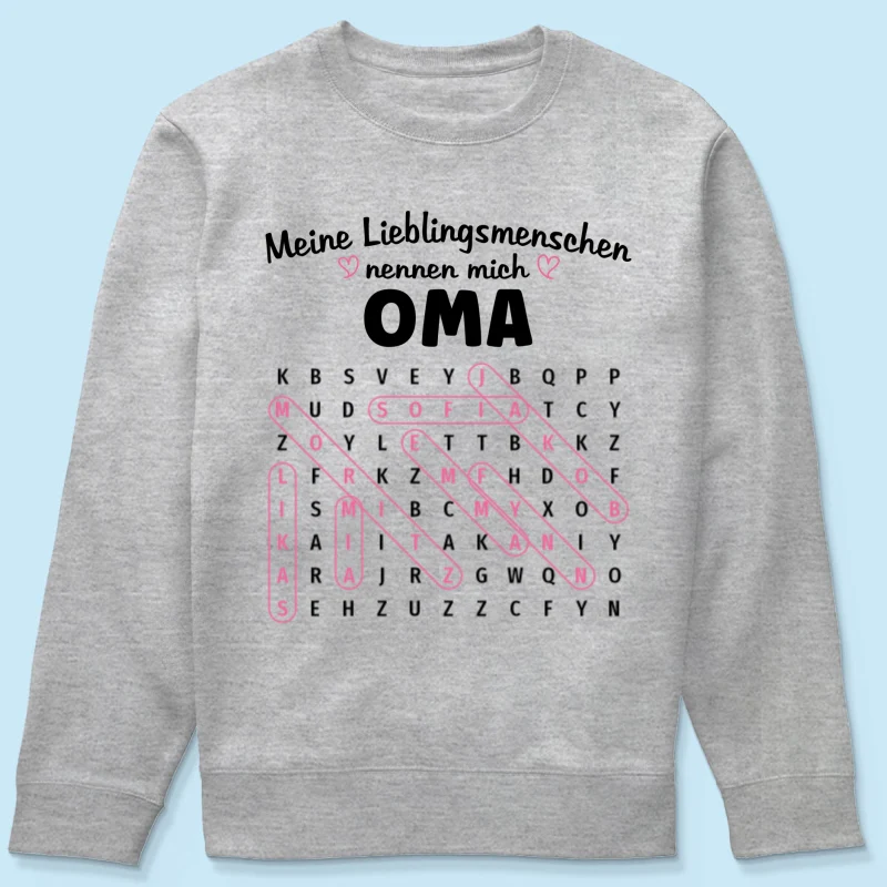 Meine Lieblingsmenschen nennen mich Oma Wortsuchrätsel – Personalisiertes Shirt – Geschenk für Oma - Image 21