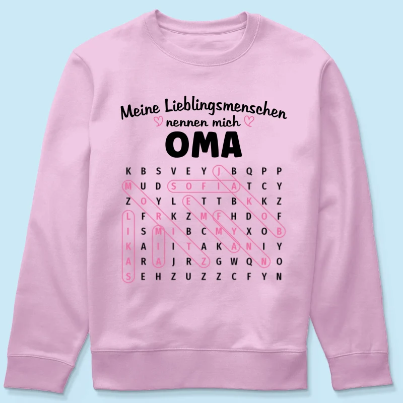 Meine Lieblingsmenschen nennen mich Oma Wortsuchrätsel – Personalisiertes Shirt – Geschenk für Oma - Image 22
