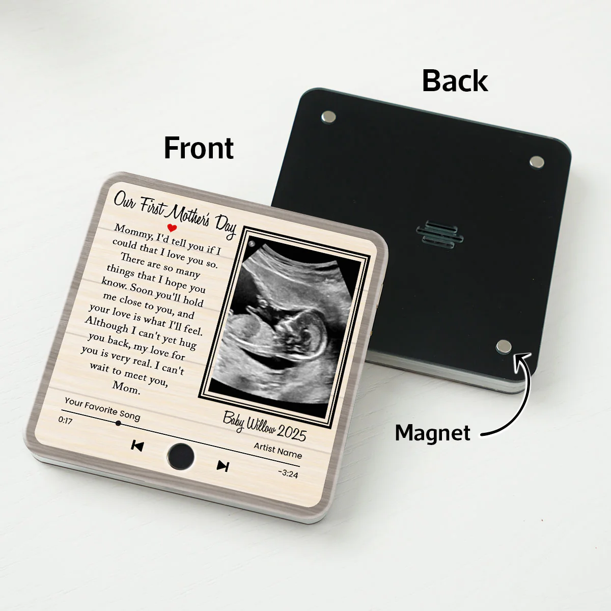 Melody For Mom & Baby Ultrasound Baby Image Mom-To-Be Personalized Music Fridge Magnet, Perfect Gift For Pregnant Wife - Image 4