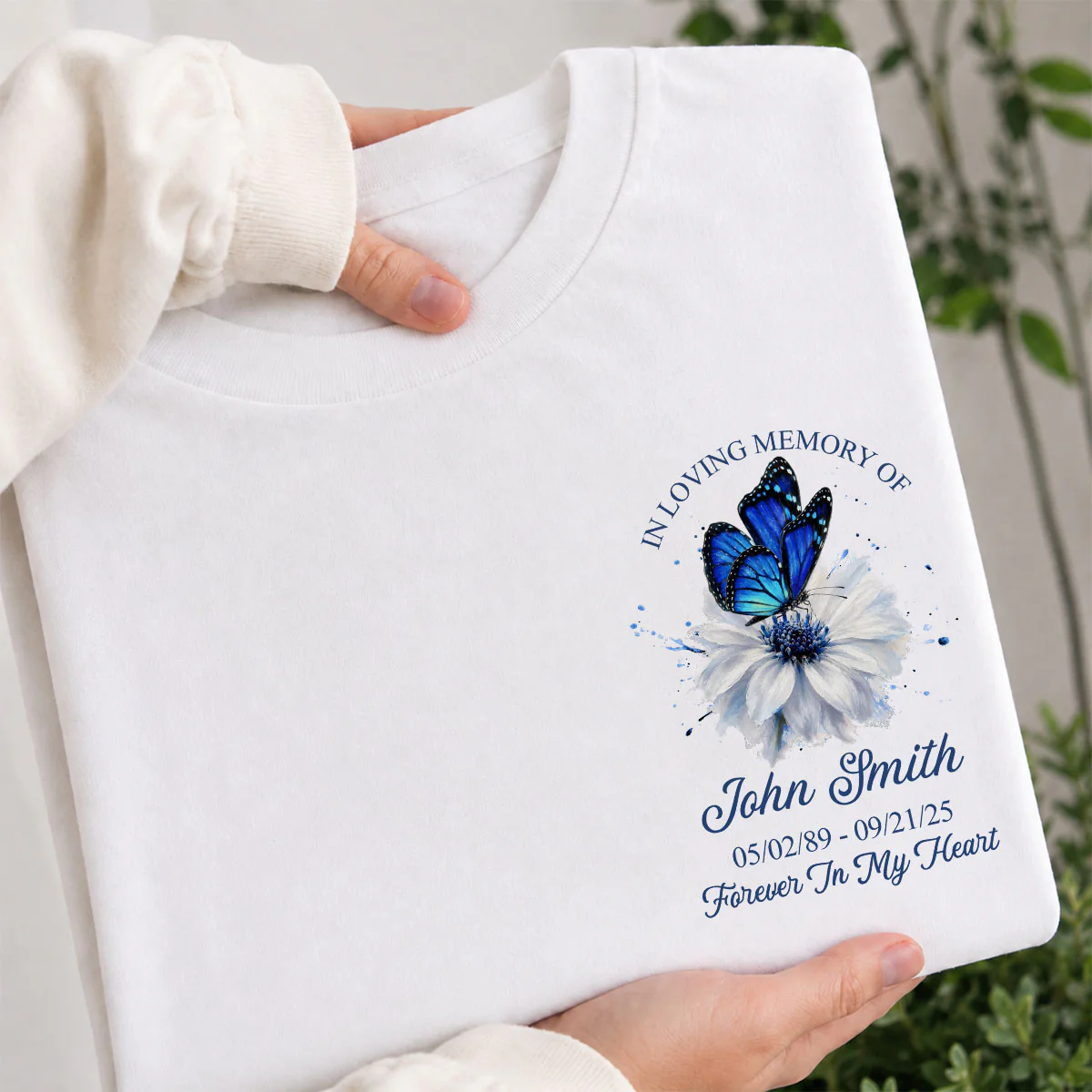 Memorial Butterfly Forever In My Heart - Personalized Shirt - Remembrance Gift