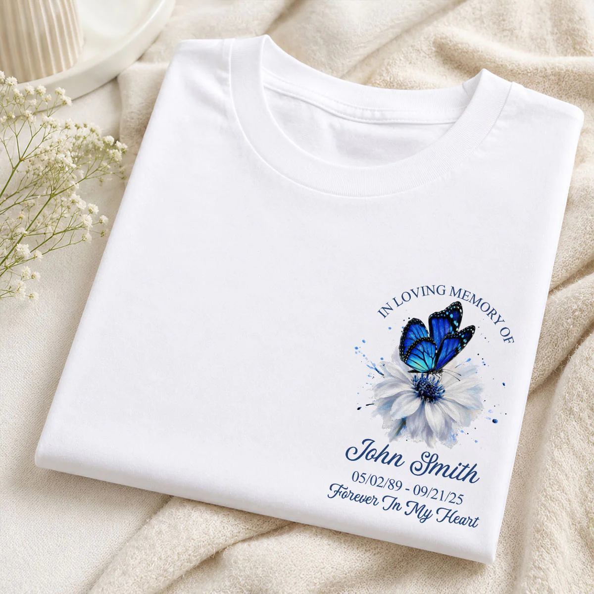 Memorial Butterfly Forever In My Heart - Personalized Shirt - Remembrance Gift - Image 3