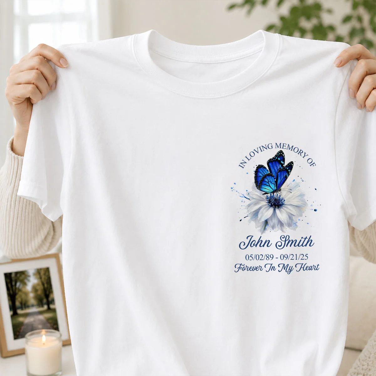 Memorial Butterfly Forever In My Heart - Personalized Shirt - Remembrance Gift - Image 8