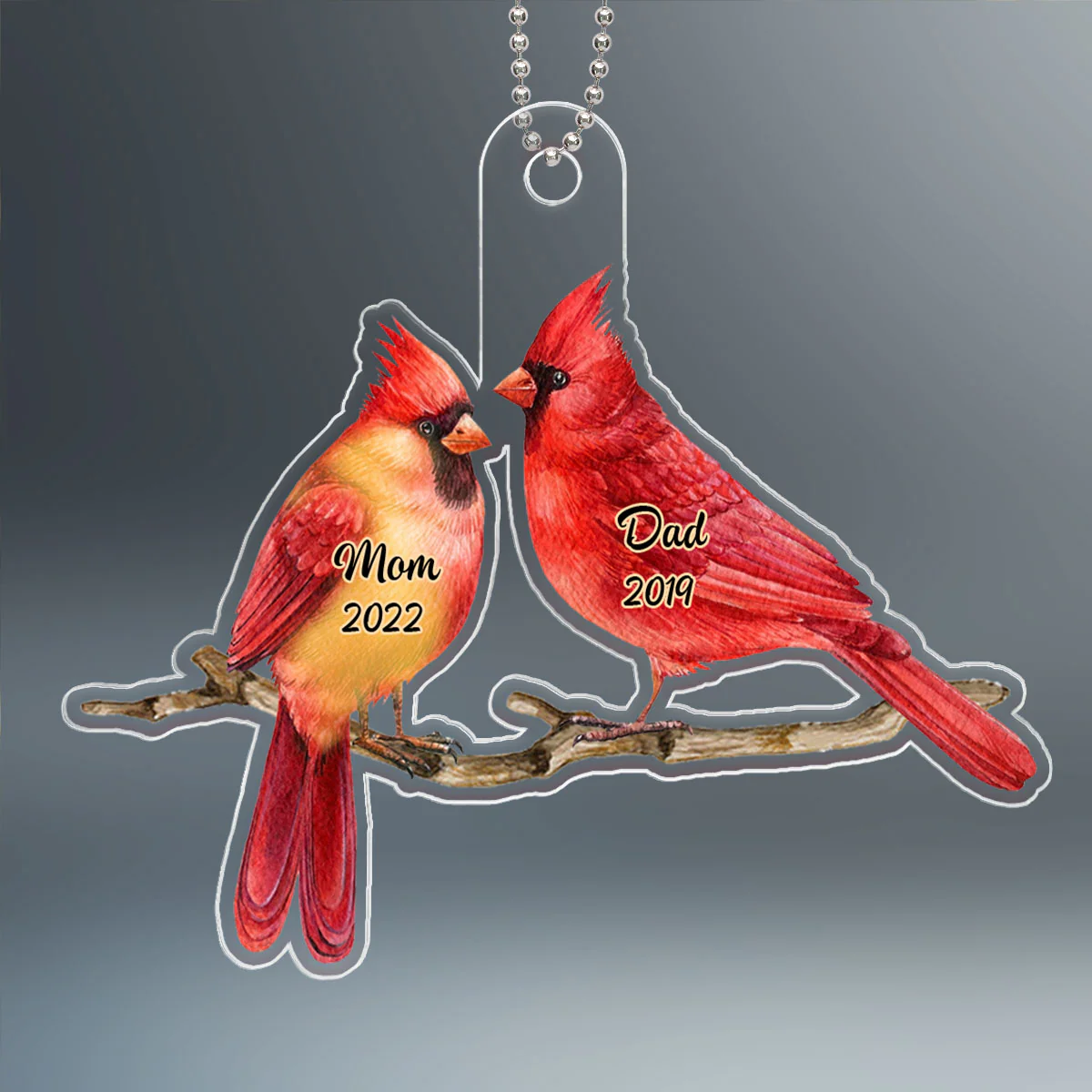 Memorial Cardinal Dad Mom Personalized Christmas Ornament - Image 2