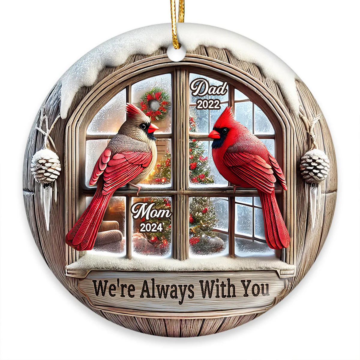 Memorial Cardinal Outside Window Remembrance Keepsake Sympathy Gift Personalized Ceramic Ornament - Image 2