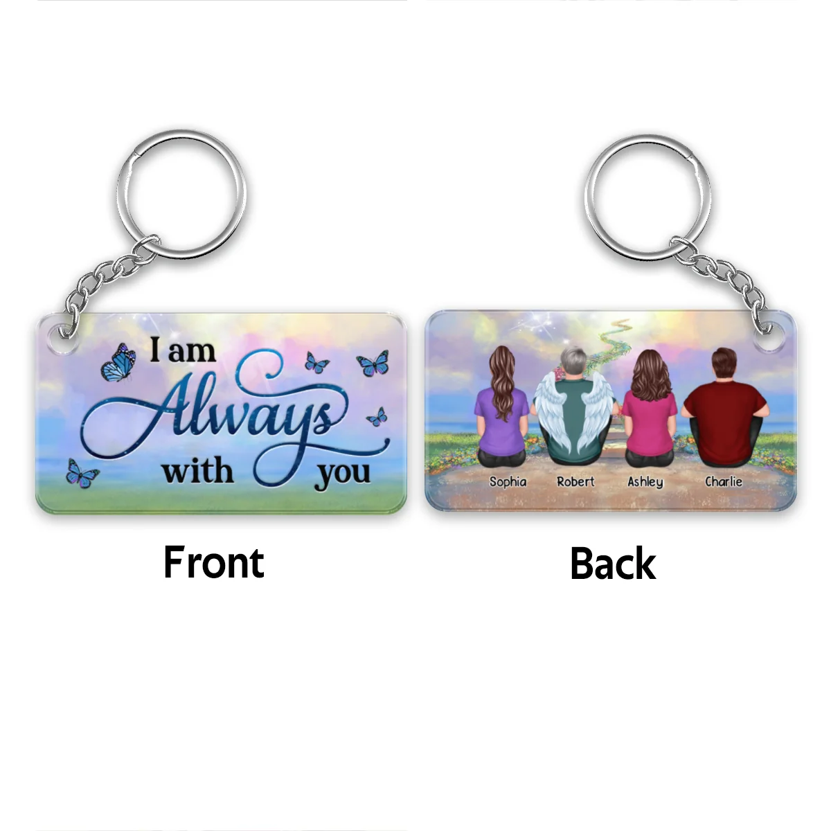 Memorial Family Stair To Heaven Remembrance Gift Personalized Acrylic Keychain - Image 4