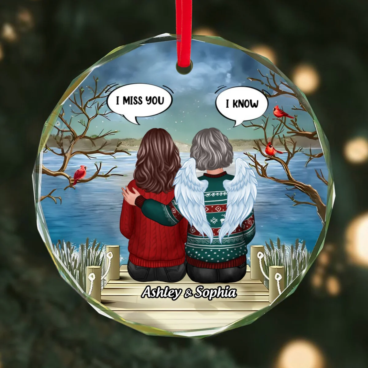 Memorial I Miss You Back View Personalized Glass Ornament, Memorial Gift, Remembrance Gift - Image 11