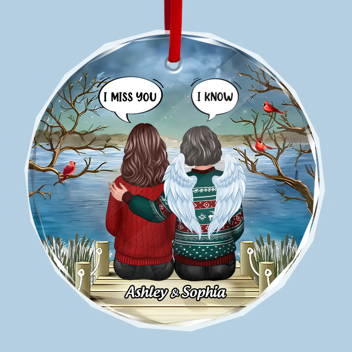 Memorial I Miss You Back View Personalized Glass Ornament, Memorial Gift, Remembrance Gift - Image 2