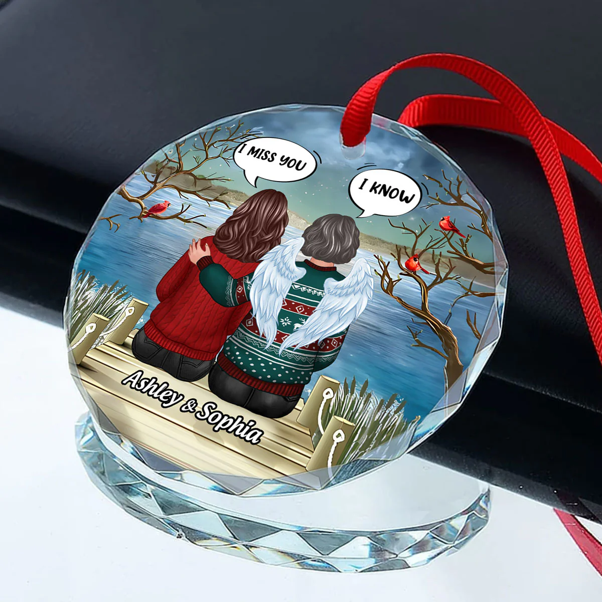Memorial I Miss You Back View Personalized Glass Ornament, Memorial Gift, Remembrance Gift - Image 5