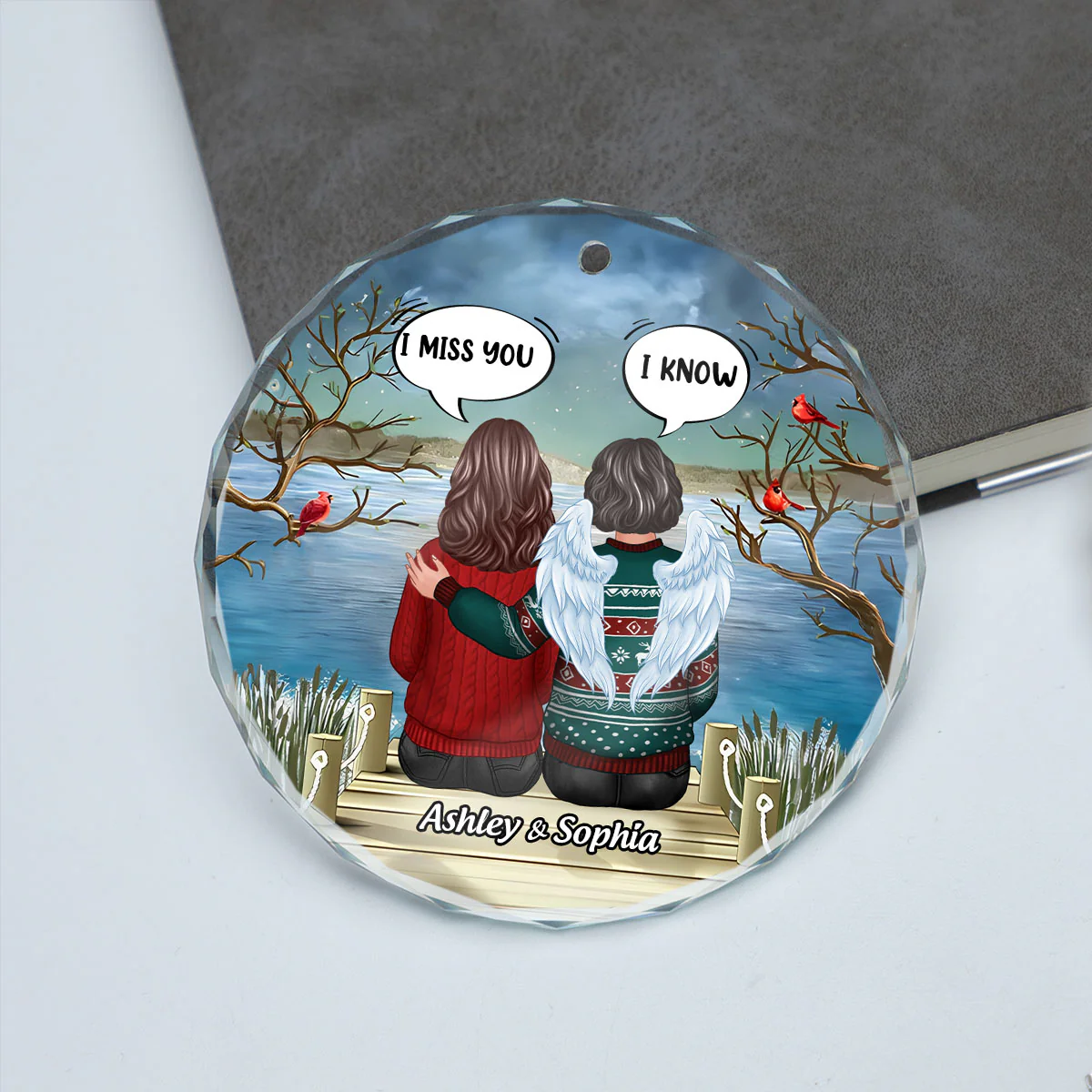 Memorial I Miss You Back View Personalized Glass Ornament, Memorial Gift, Remembrance Gift - Image 6
