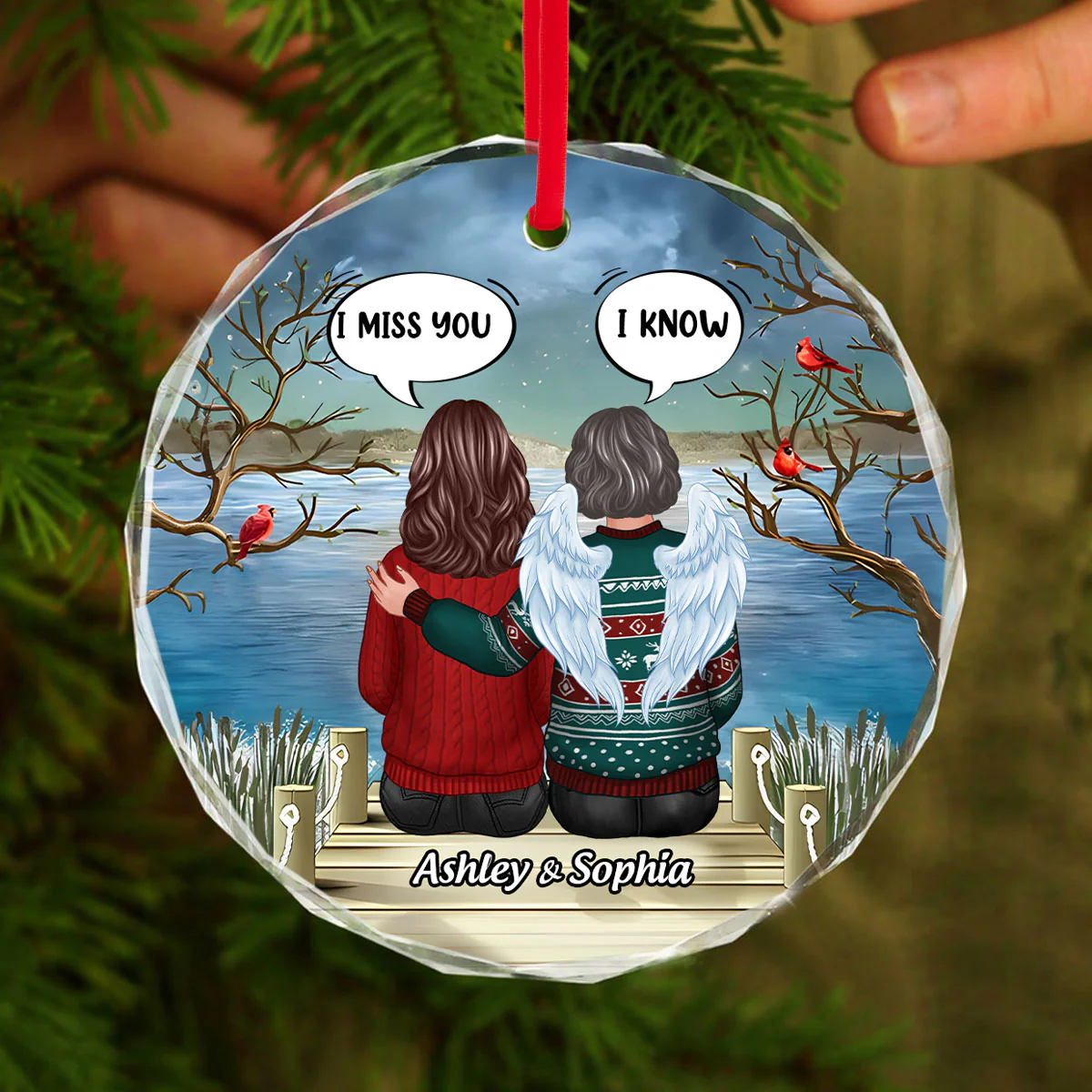 Memorial I Miss You Back View Personalized Glass Ornament, Memorial Gift, Remembrance Gift - Image 8
