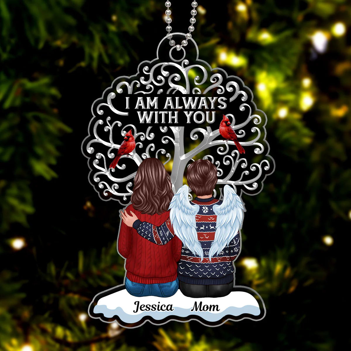 Memorial Tree Cardinal Remembrance Keepsake Personalized Acrylic Ornament
