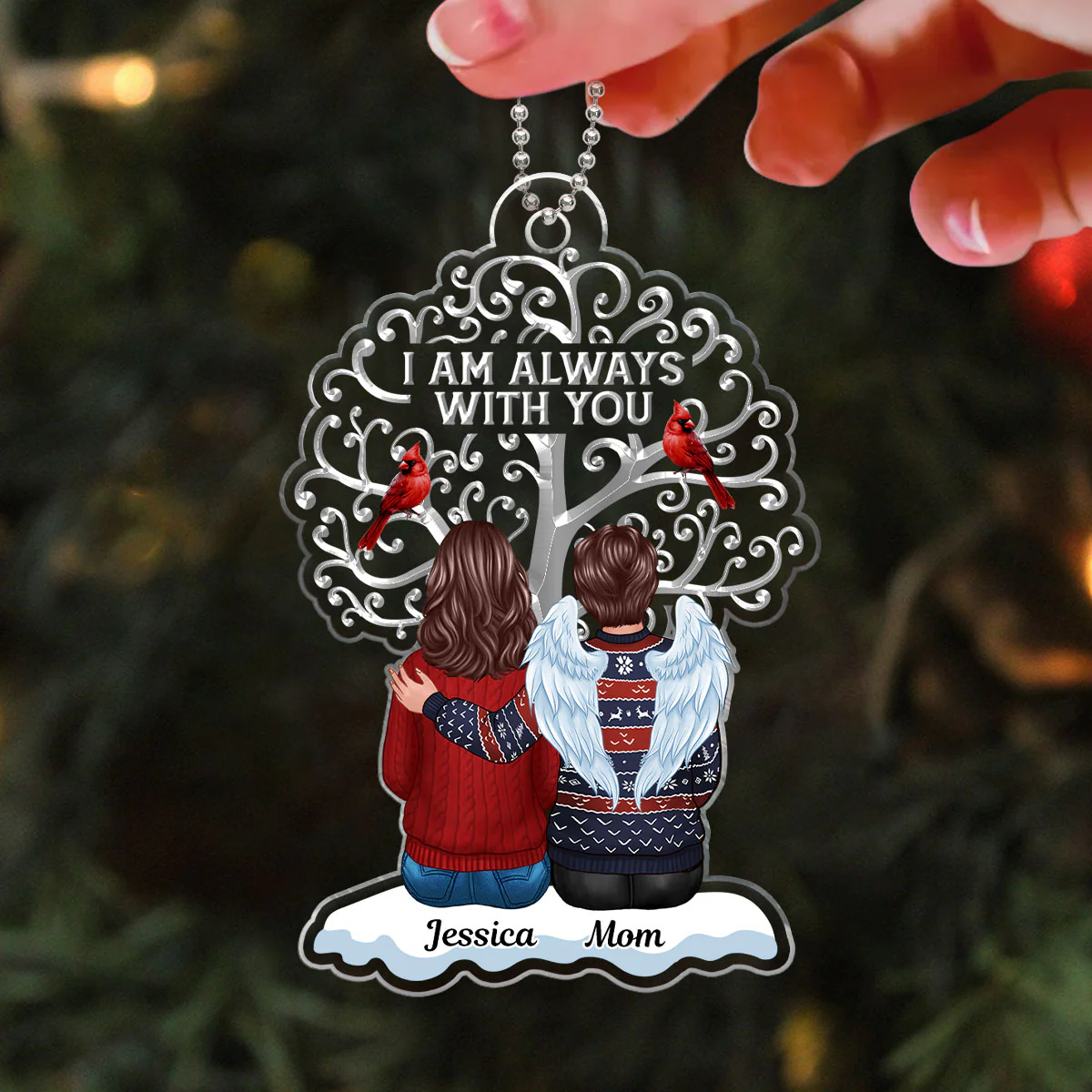 Memorial Tree Cardinal Remembrance Keepsake Personalized Acrylic Ornament - Image 3