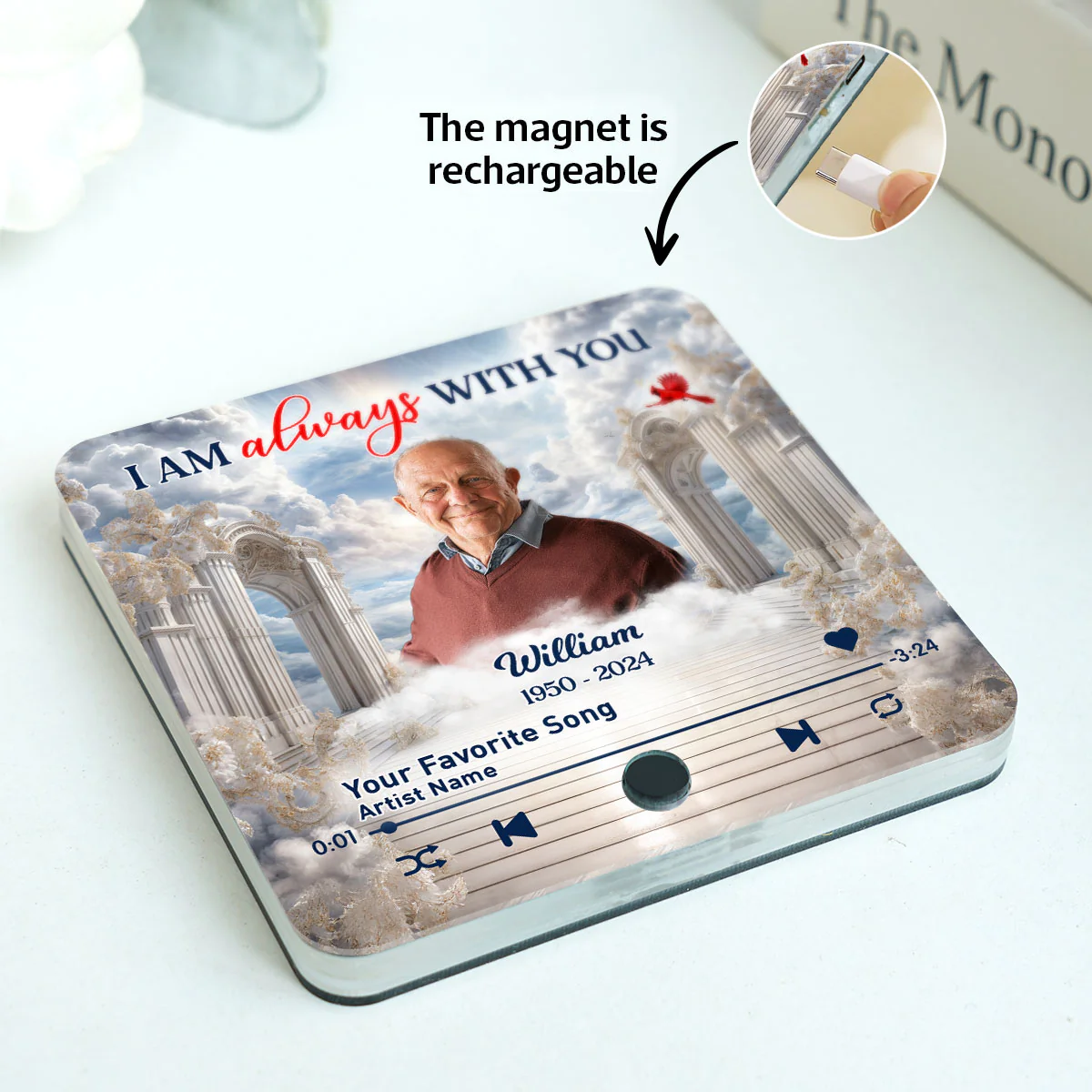 Memorial Upload Photo Heaven Gate Sky Personalized Music Fridge Magnet, Sympathy Keepsake, Remembrance Gift - Image 3