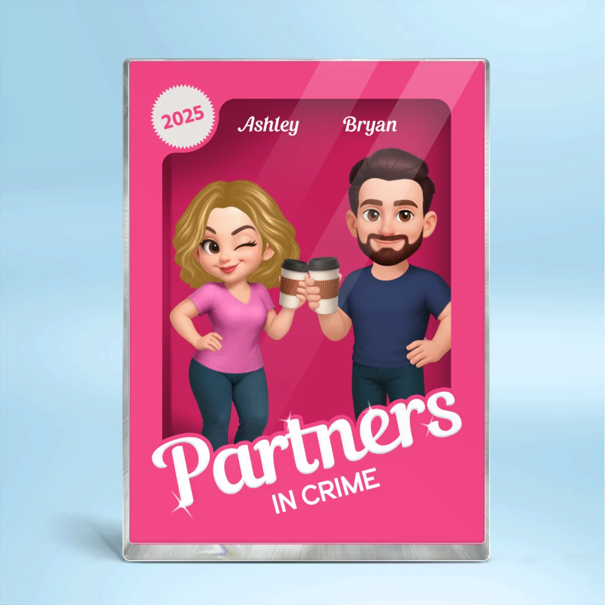 [Men & Women Besties Version] Besties Forever Pink 3D Effect Action Figure Personalized Acrylic Block - Image 10
