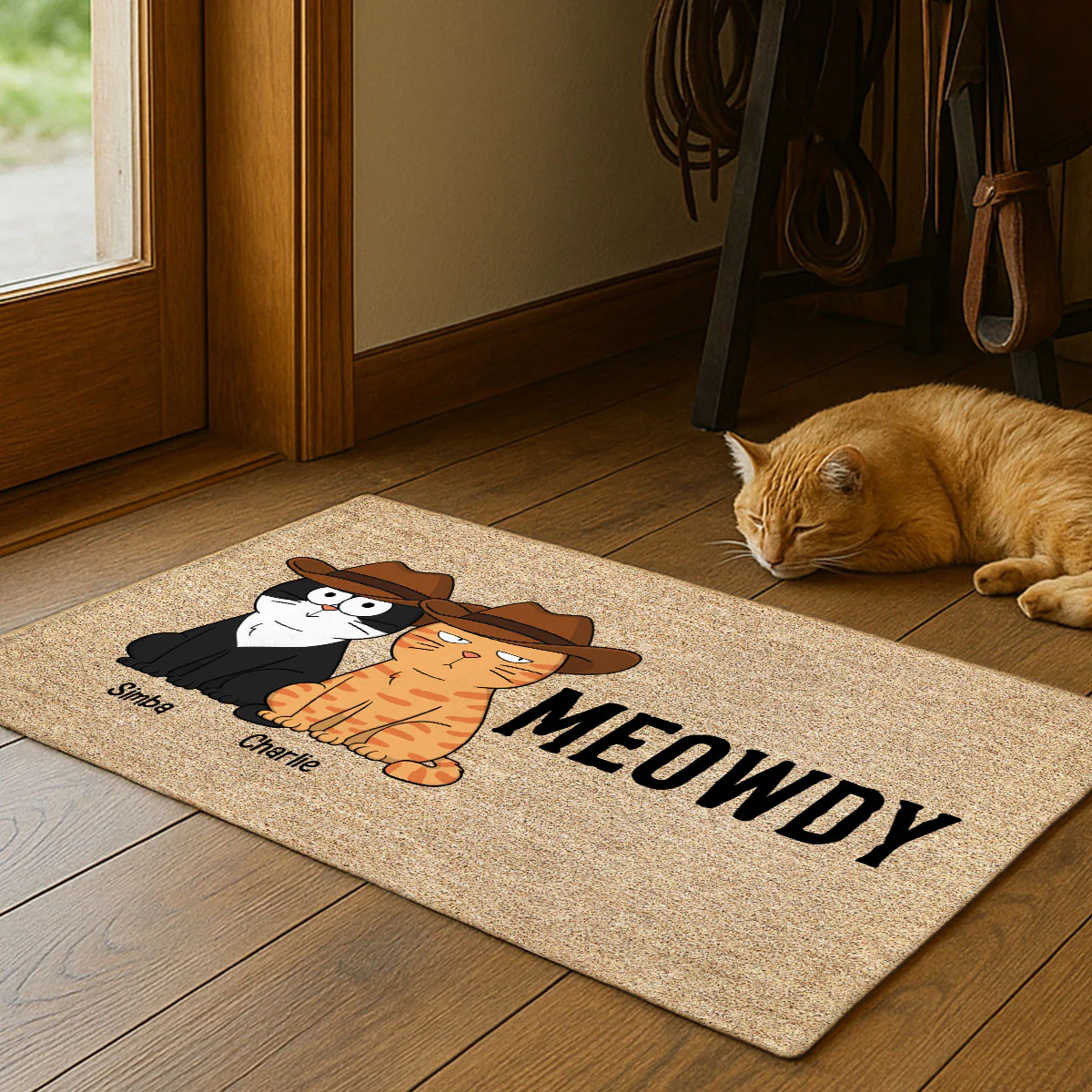 Meowdy Funny Cat Welcome Personalized Doormat - Image 2