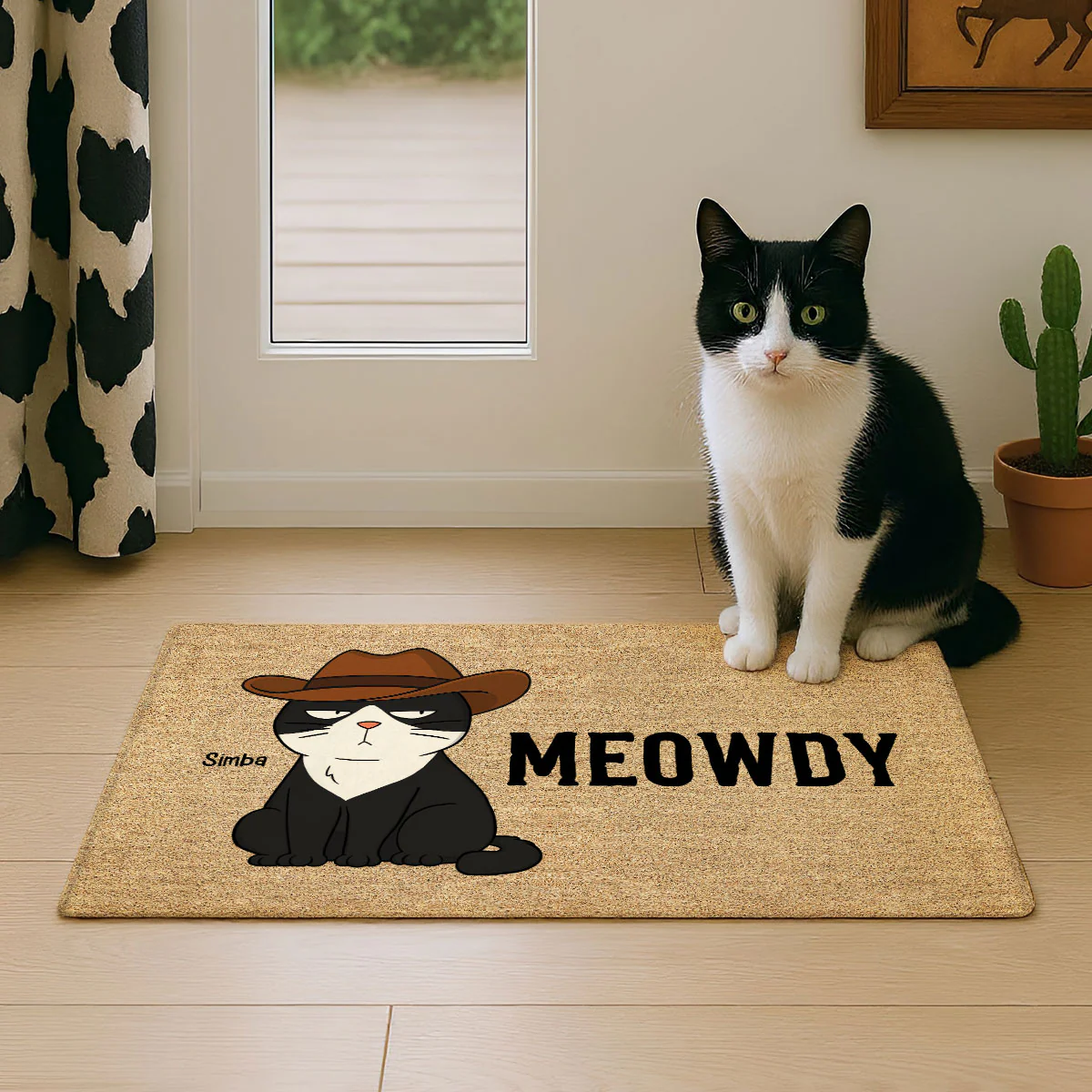 Meowdy Funny Cat Welcome Personalized Doormat - Image 3