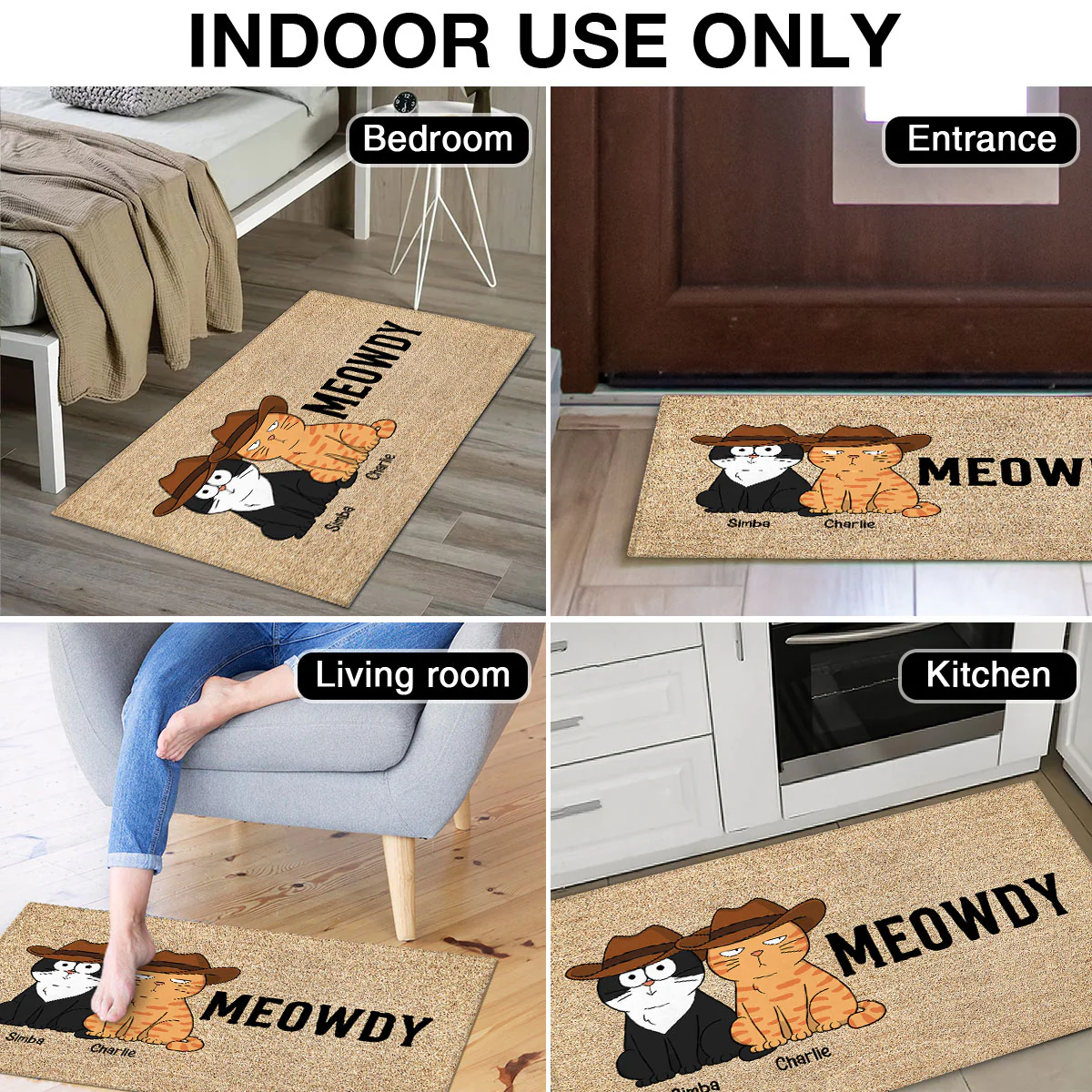 Meowdy Funny Cat Welcome Personalized Doormat - Image 5