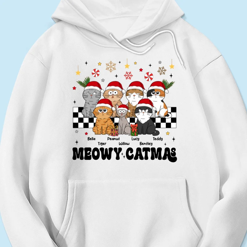 Meowy Catmas Cat Mom Vintage Style Personalized Christmas Shirt - Image 14