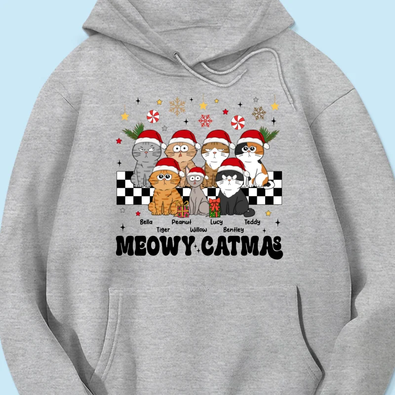 Meowy Catmas Cat Mom Vintage Style Personalized Christmas Shirt - Image 15