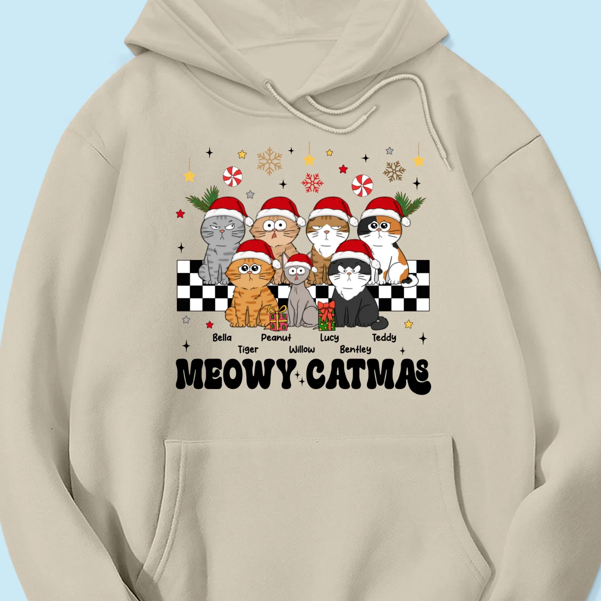 Meowy Catmas Cat Mom Vintage Style Personalized Christmas Shirt - Image 16