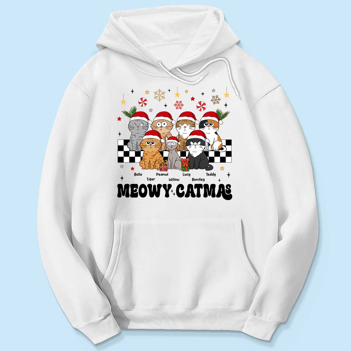 Meowy Catmas Cat Mom Vintage Style Personalized Christmas Shirt - Image 5