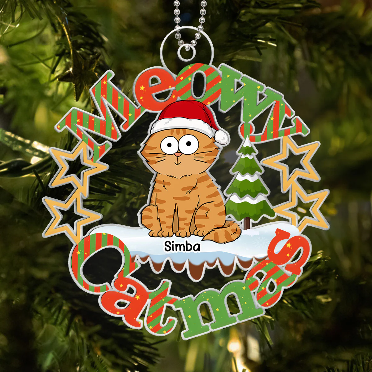 Meowy Catmas Funny Cat Personalized Acrylic Ornament - Image 5
