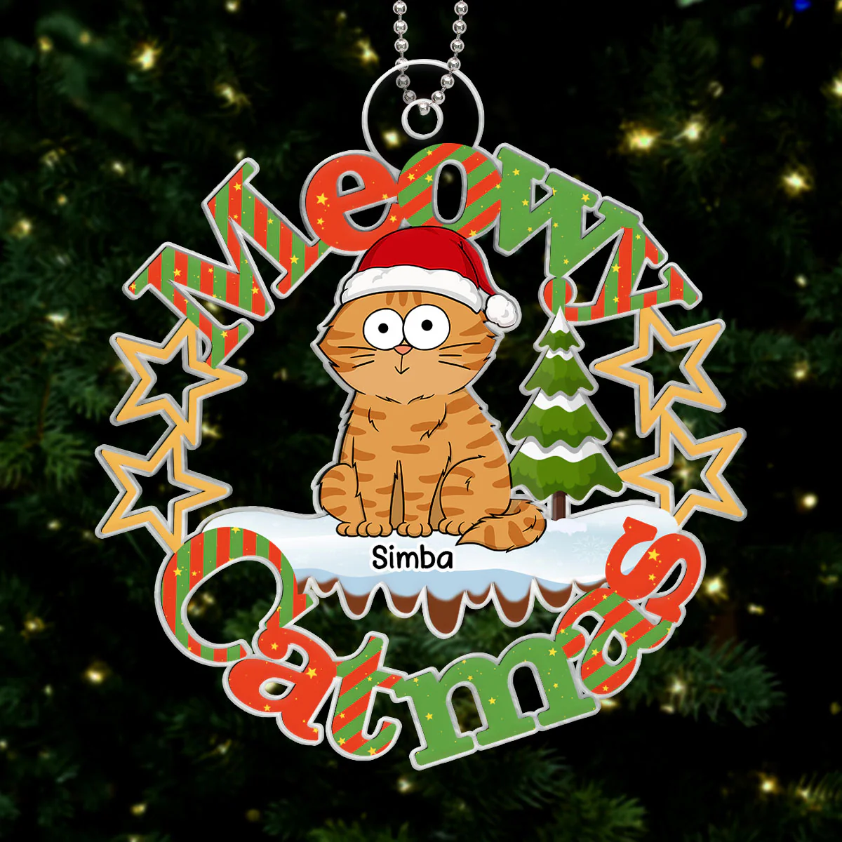 Meowy Catmas Funny Cat Personalized Acrylic Ornament - Image 6