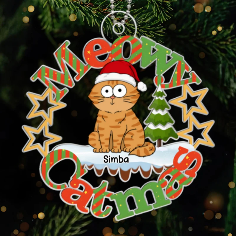 Meowy Catmas Funny Cat Personalized Acrylic Ornament - Image 8