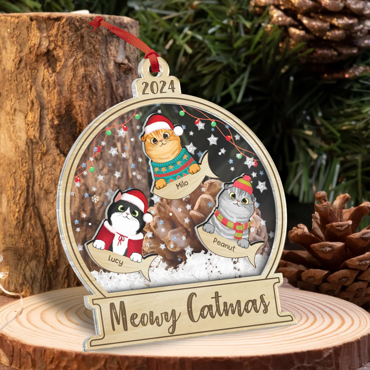 Meowy Catmas Personalized Shaker Ornament, Christmas Gift For Cat Lovers - Image 4