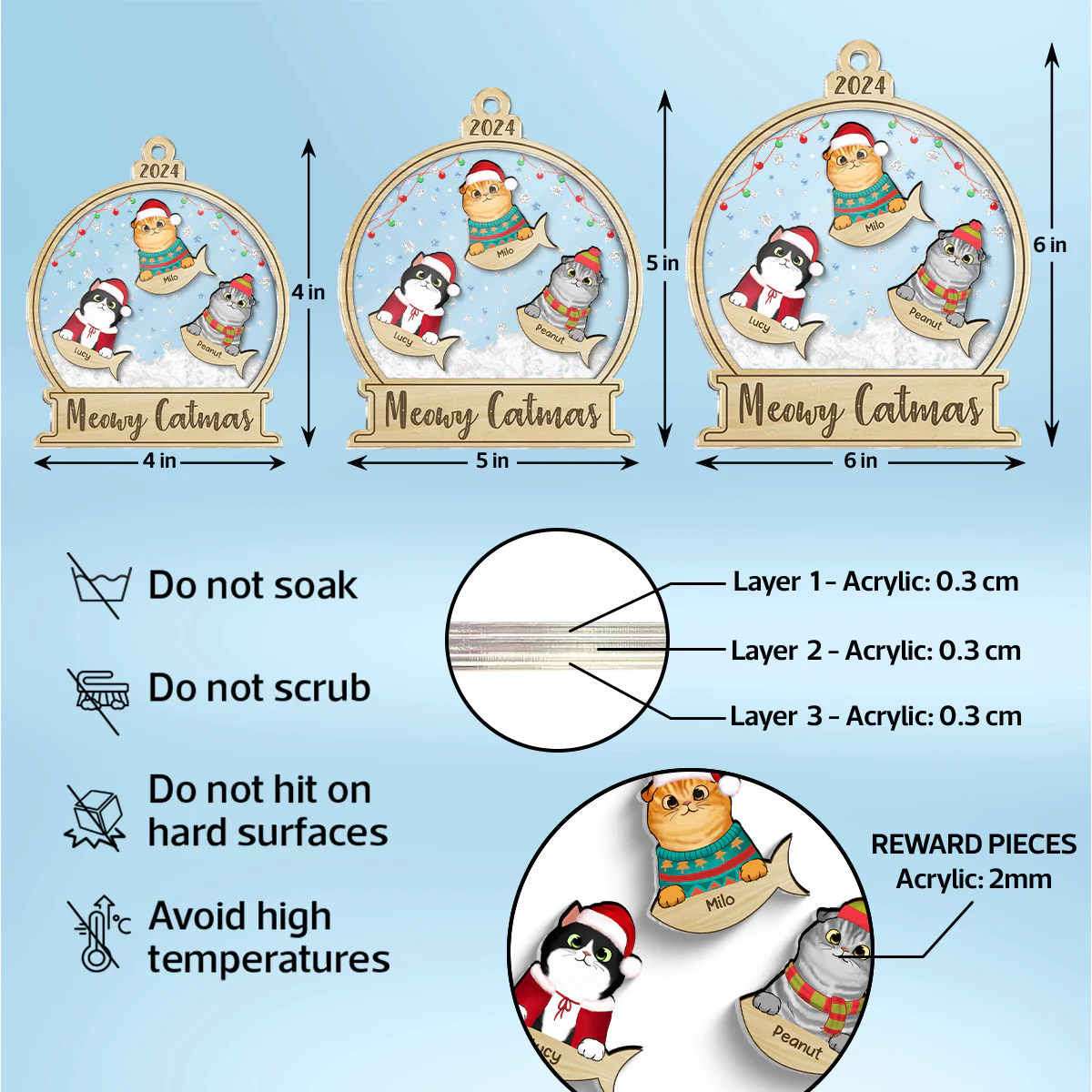 Meowy Catmas Personalized Shaker Ornament, Christmas Gift For Cat Lovers - Image 8