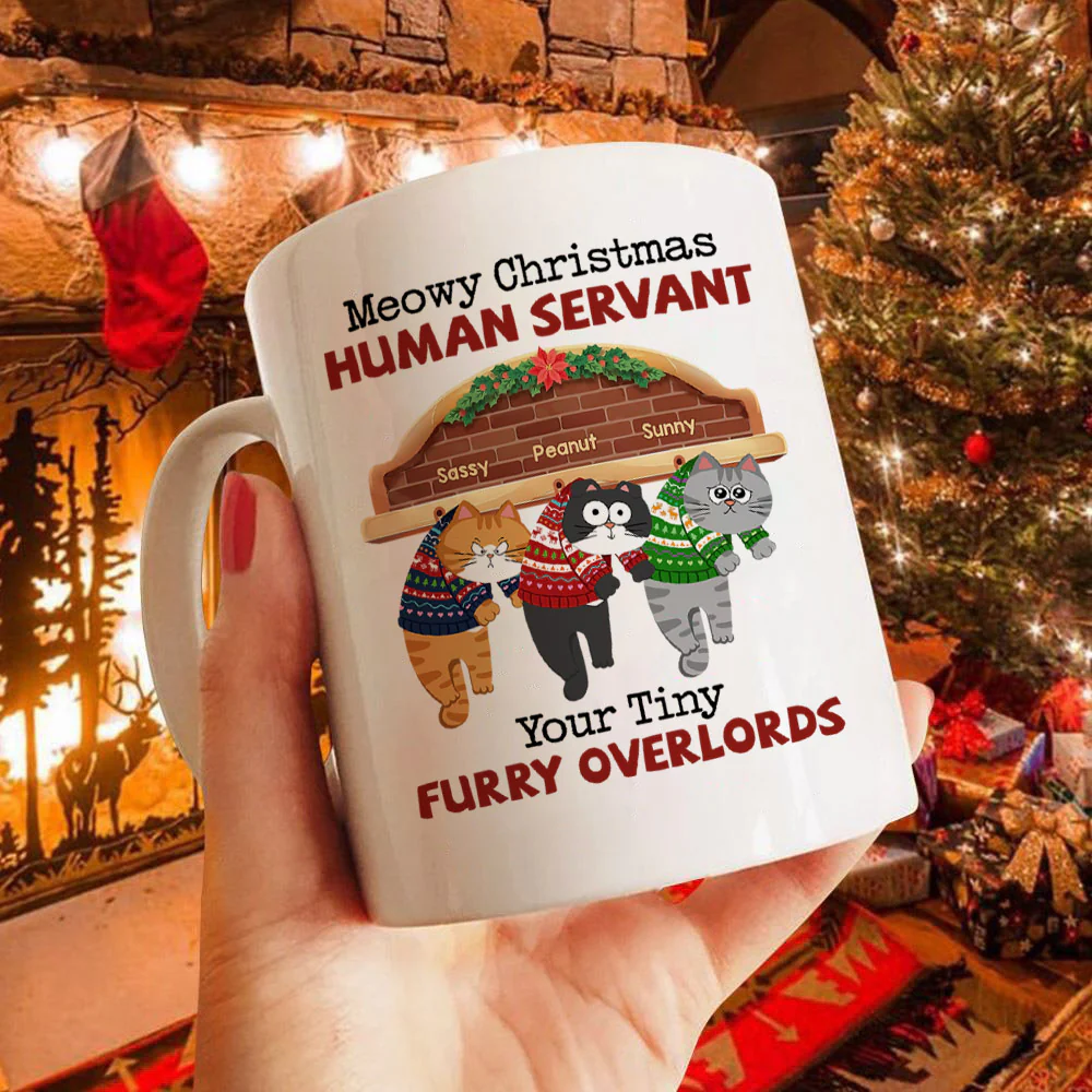 Meowy Christmas Human From Naughty Cats Personalized Mug, Christmas Gift - Image 4