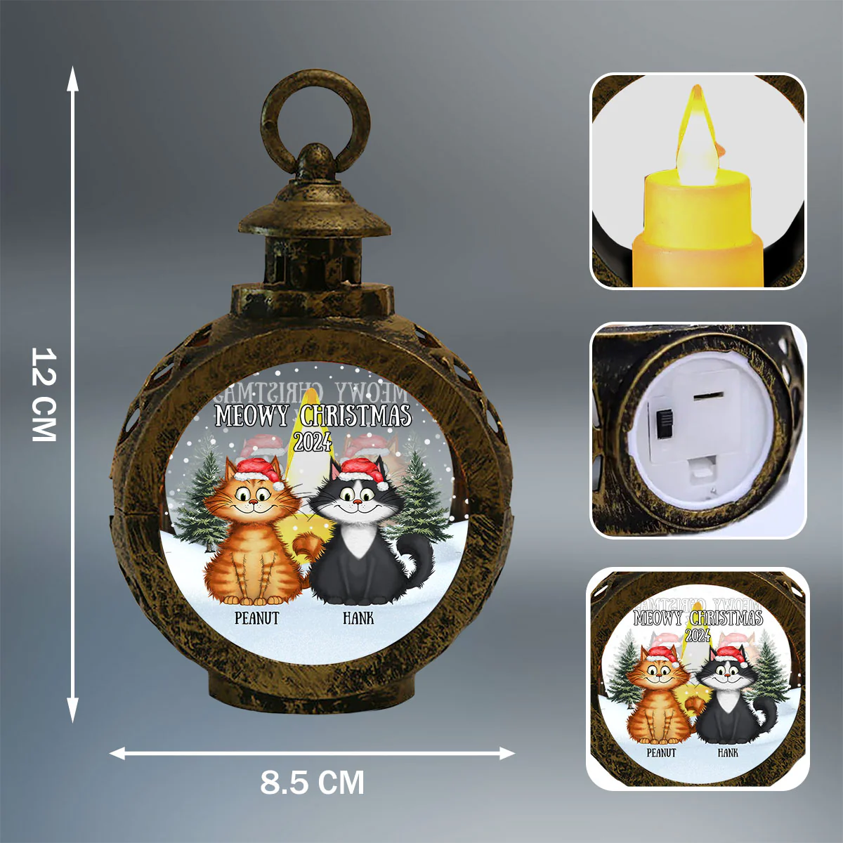 Meowy Christmas Winter Realistic Theme Quirky Cats Personalized Lantern Ornament - Image 9