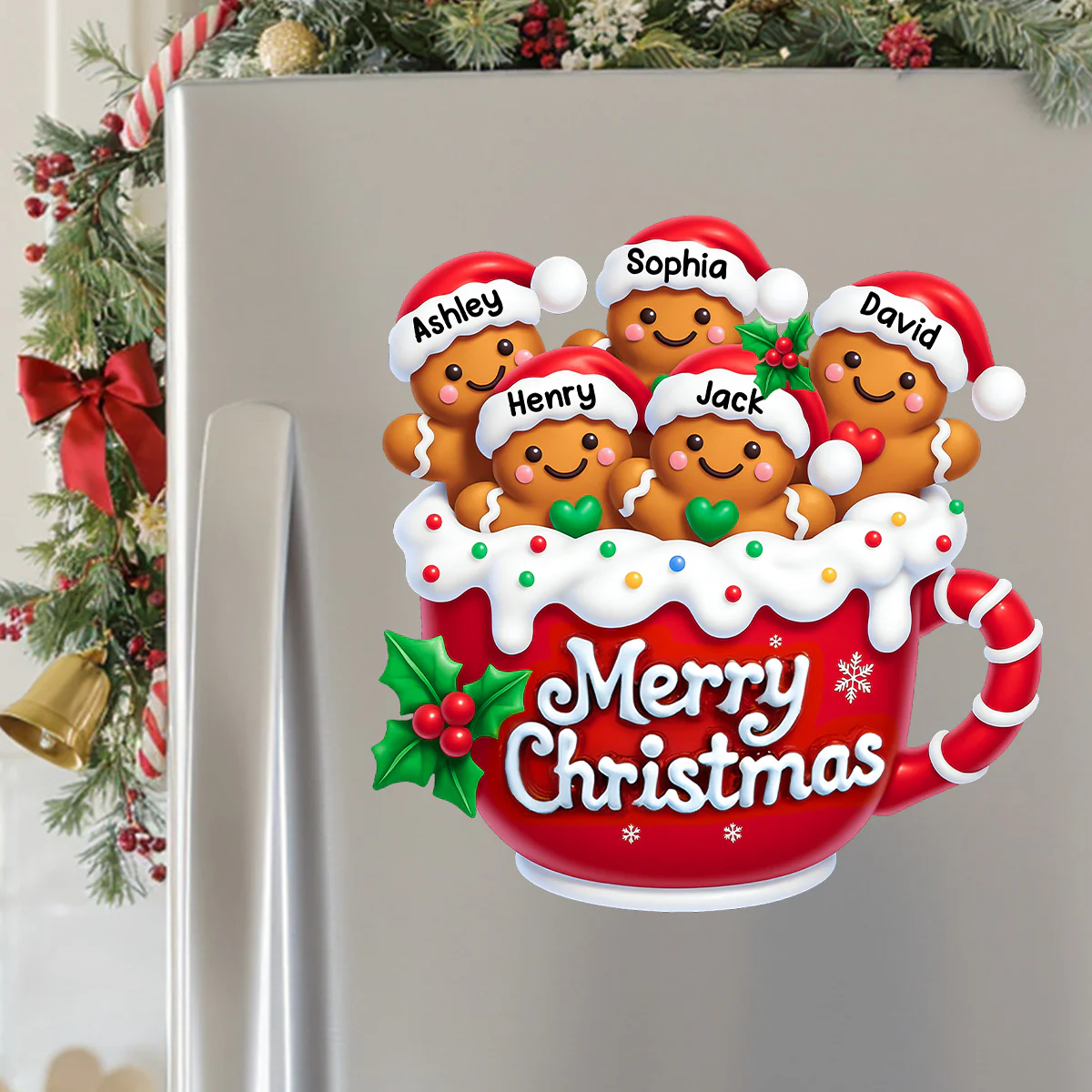 Merry Christmas Gingerbread Family Personalized Decal - Image 2