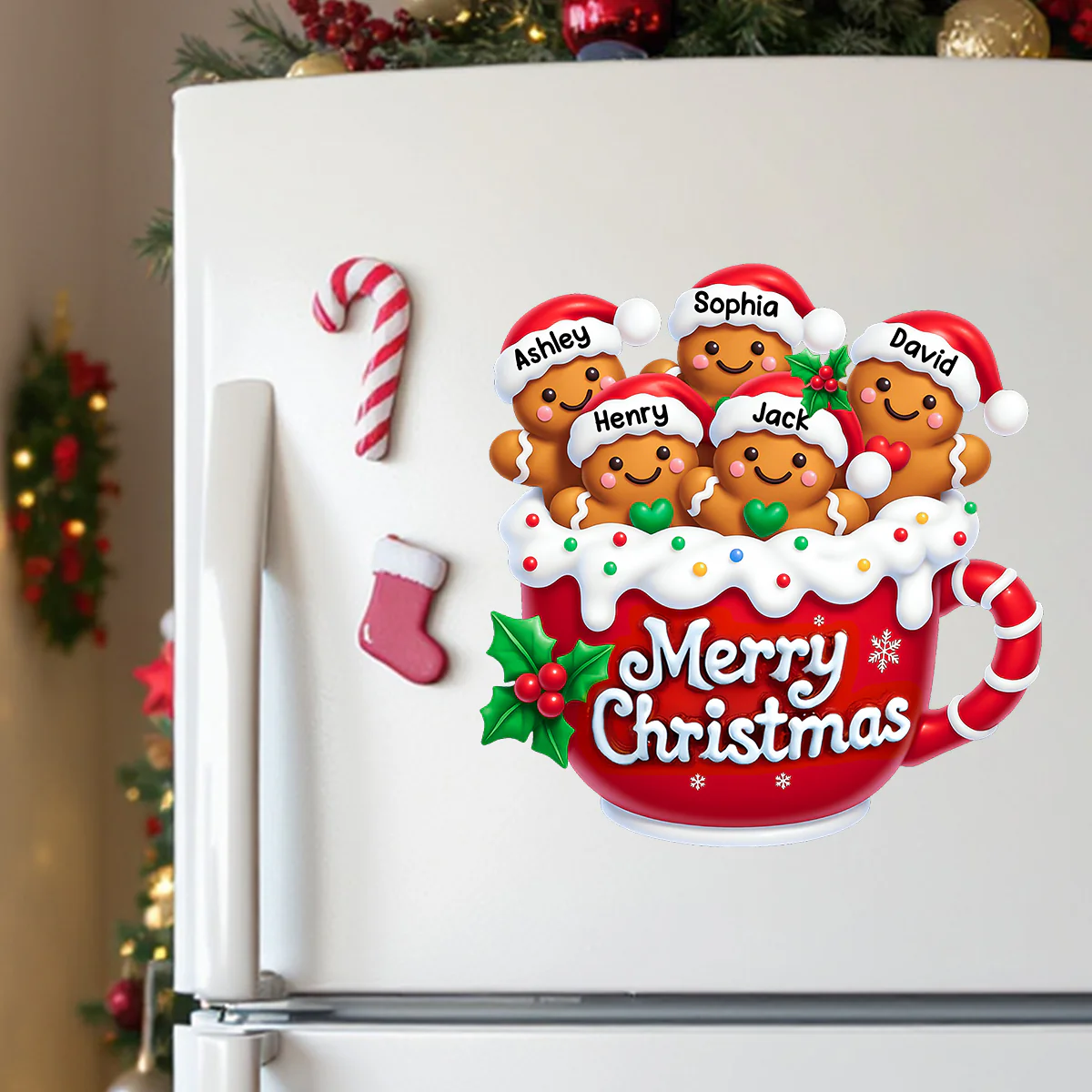 Merry Christmas Gingerbread Family Personalized Decal - Image 3