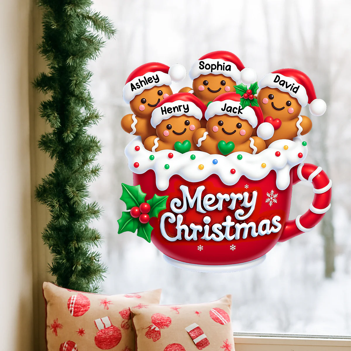 Merry Christmas Gingerbread Family Personalized Decal - Image 4