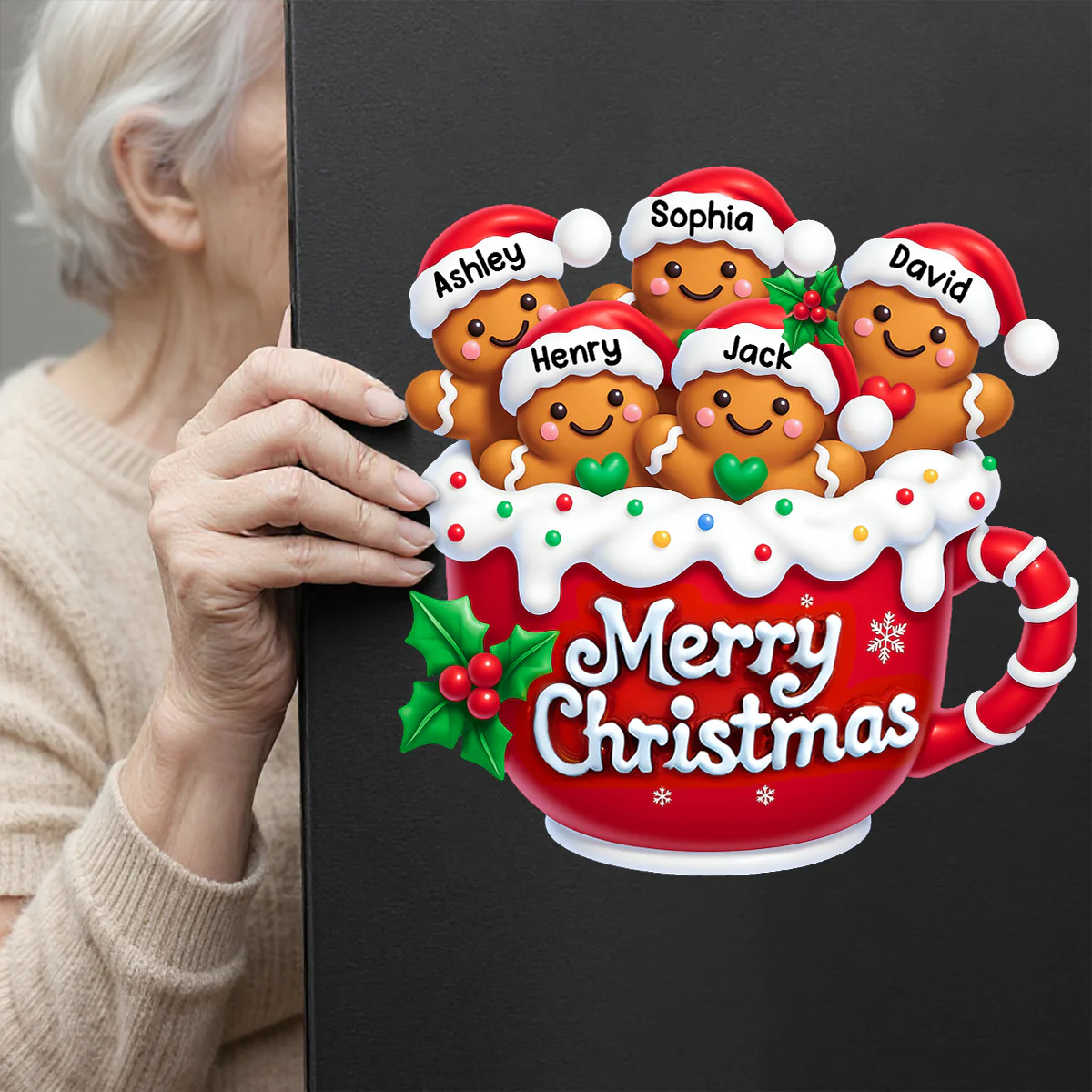 Merry Christmas Gingerbread Family Personalized Decal - Image 5