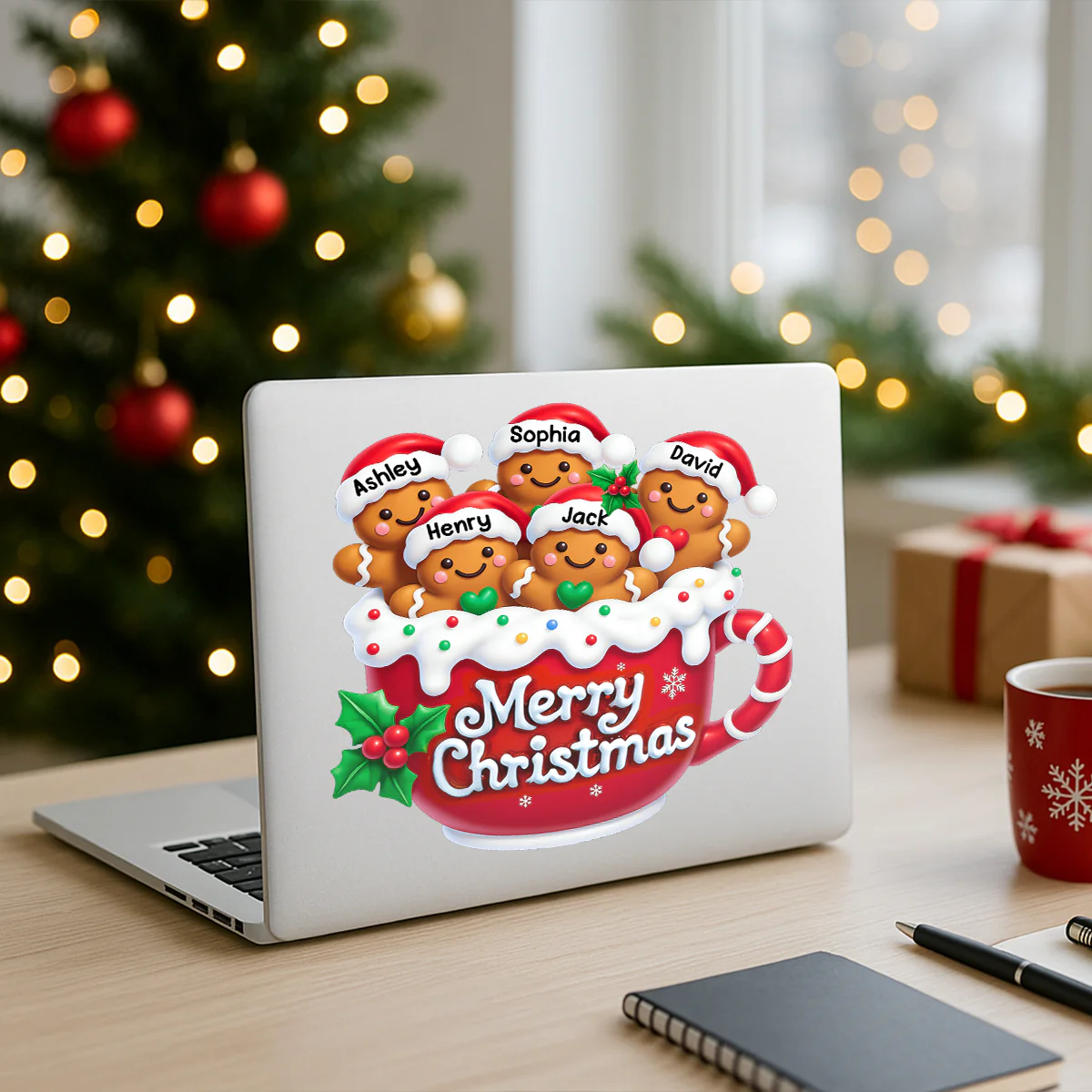 Merry Christmas Gingerbread Family Personalized Decal - Image 8