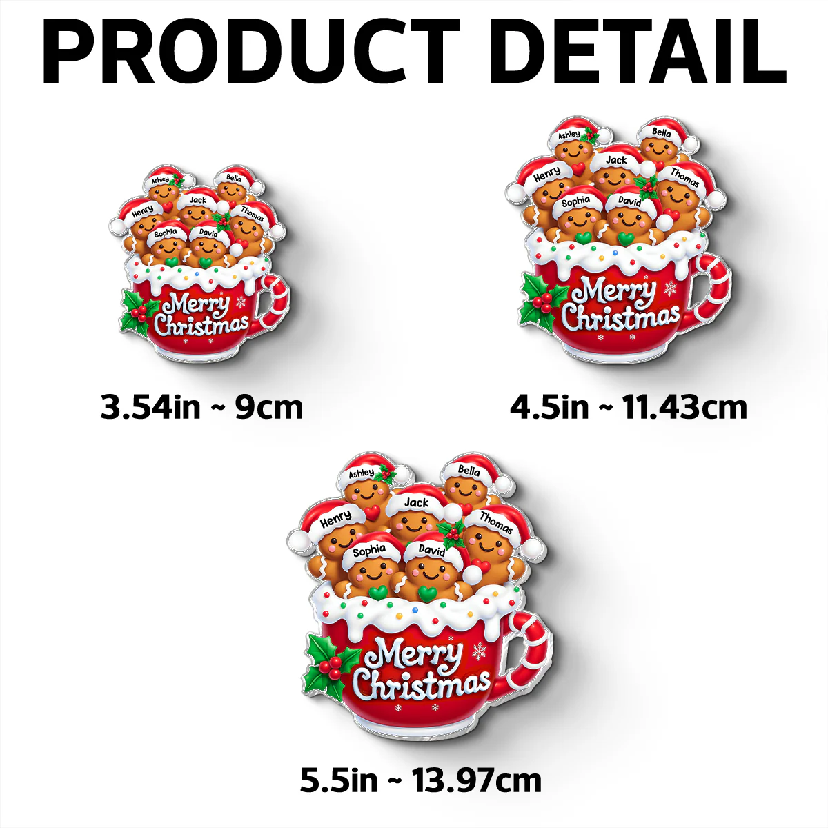 Merry Christmas Gingerbread Family Personalized Acrylic Fridge Magnet - Image 10