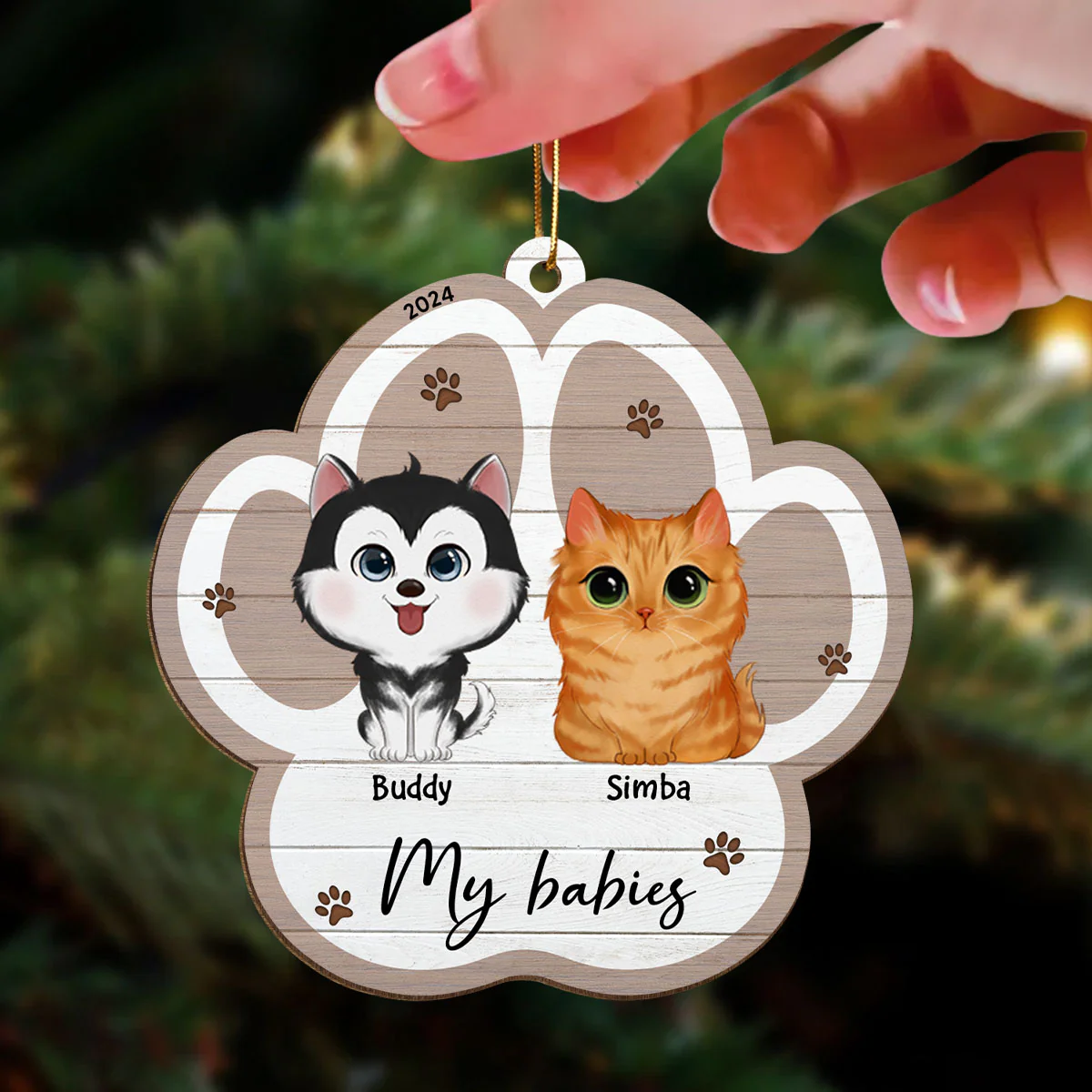 Merry Christmas Pet Lover Christmas Decor Personalized Wooden Ornament - Image 3