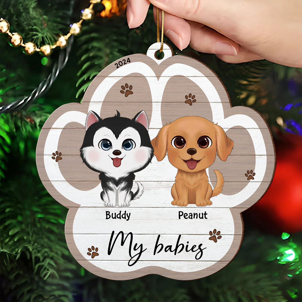 Merry Christmas Pet Lover Christmas Decor Personalized Wooden Ornament - Image 4