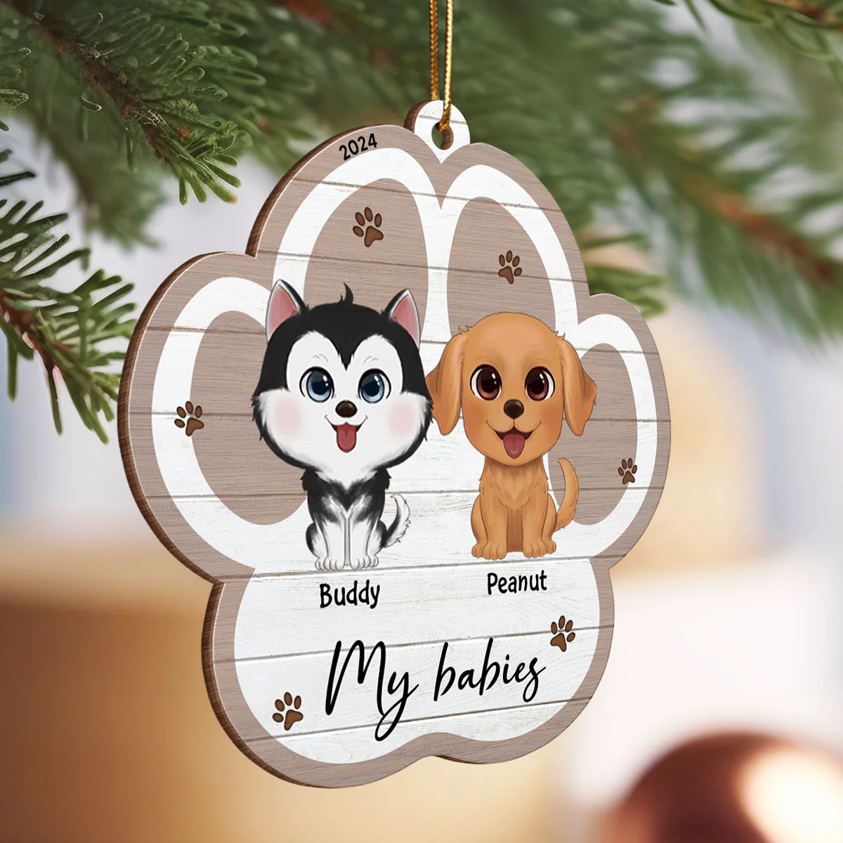 Merry Christmas Pet Lover Christmas Decor Personalized Wooden Ornament - Image 5
