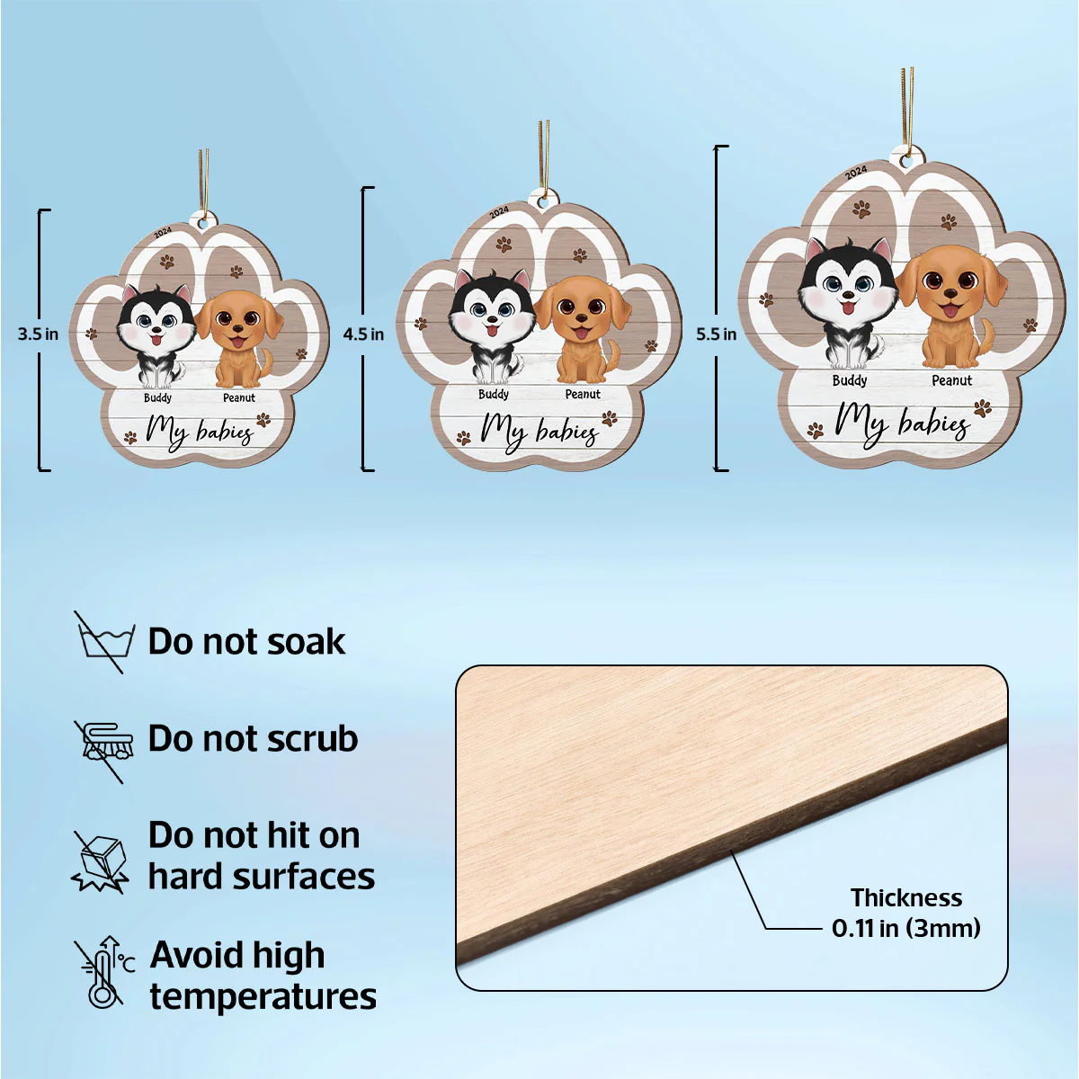 Merry Christmas Pet Lover Christmas Decor Personalized Wooden Ornament - Image 7