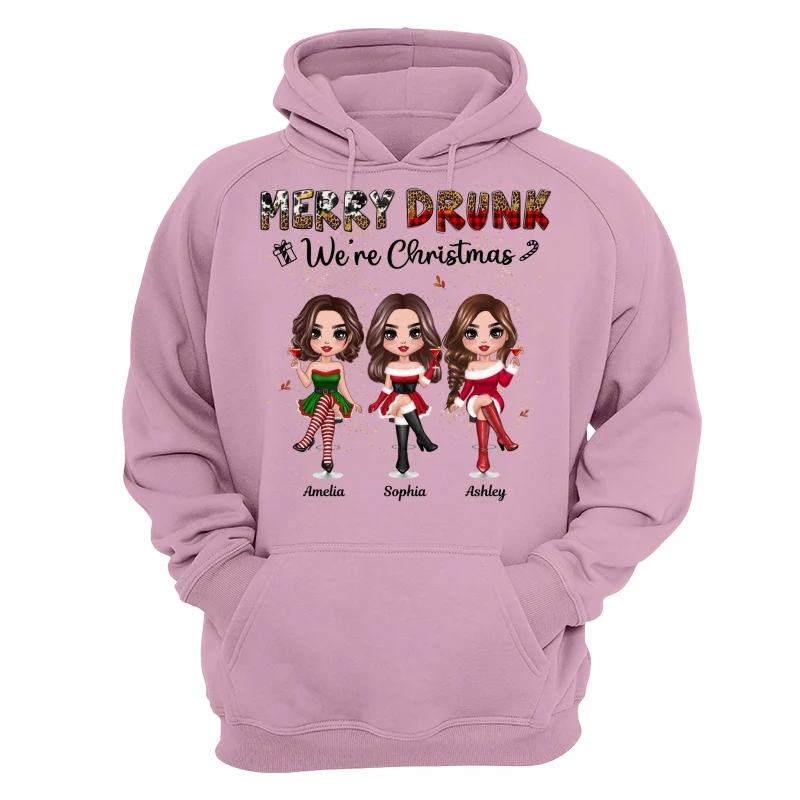 Merry Drink We‘re Christmas Besties Best Friends Personalized Shirt - Image 15
