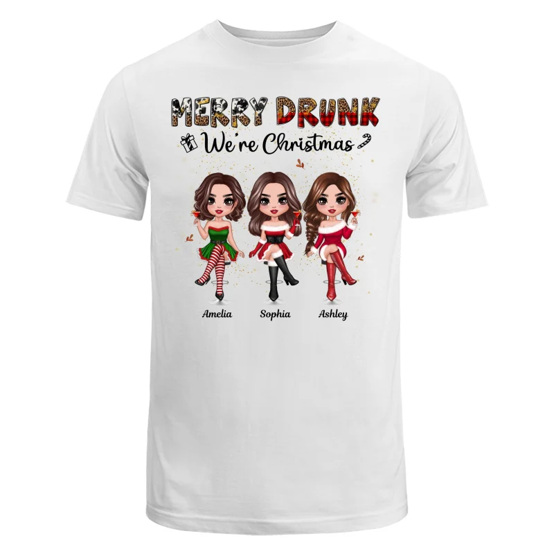 Merry Drink We‘re Christmas Besties Best Friends Personalized Shirt - Image 5