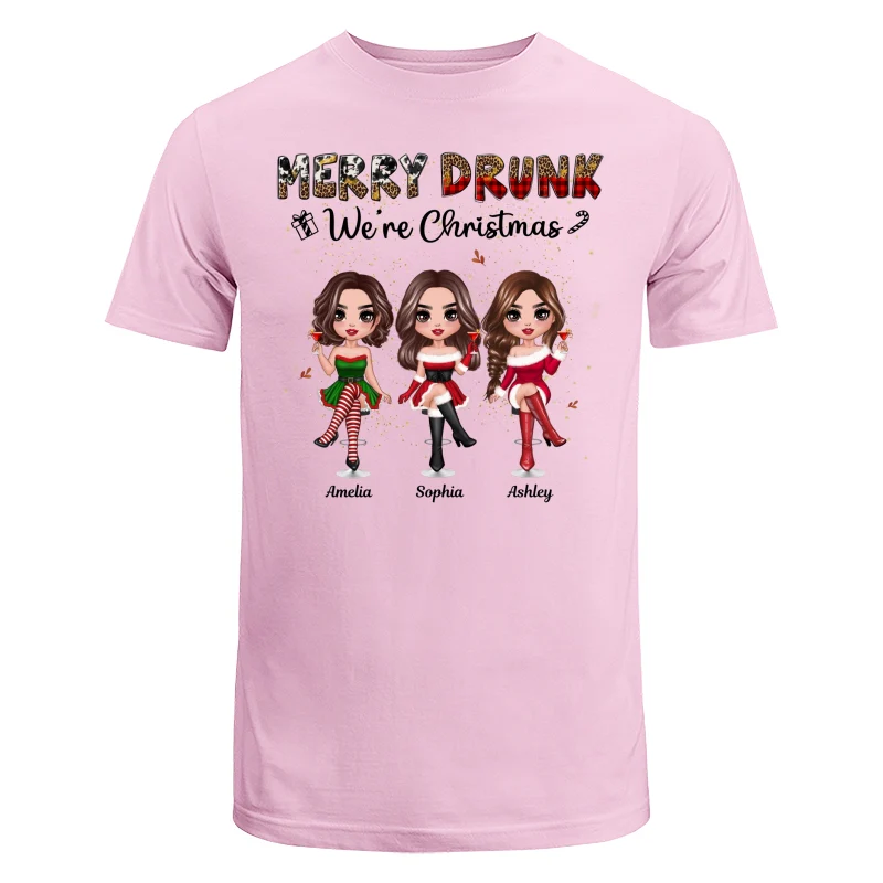 Merry Drink We‘re Christmas Besties Best Friends Personalized Shirt - Image 7