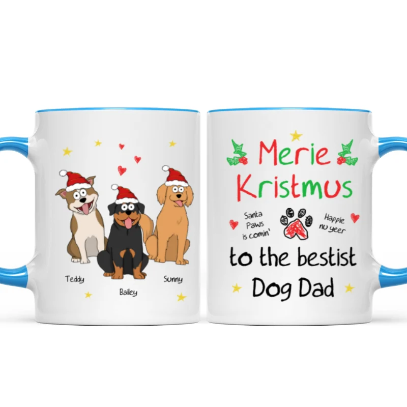 Merry Kristmus To The Bestist Dog Dad Dog Mom Funny Dog Cartoon Personalized Mug - Image 10